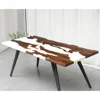Ready to ship 6 seater dining table snow effect solid walnut parota wood with white epoxy resin table
