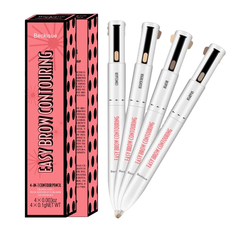 

High quality 4 in 1 eyebrow pencil 4 colors eyebrow pen set brow contour long lasting waterproof