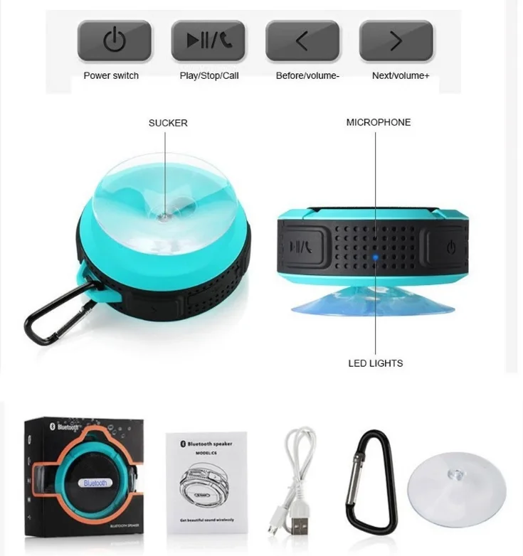 Christmas gift C6 Waterproof Outdoor Blue tooth Speaker TF Wireless Music - ANKUX.COM