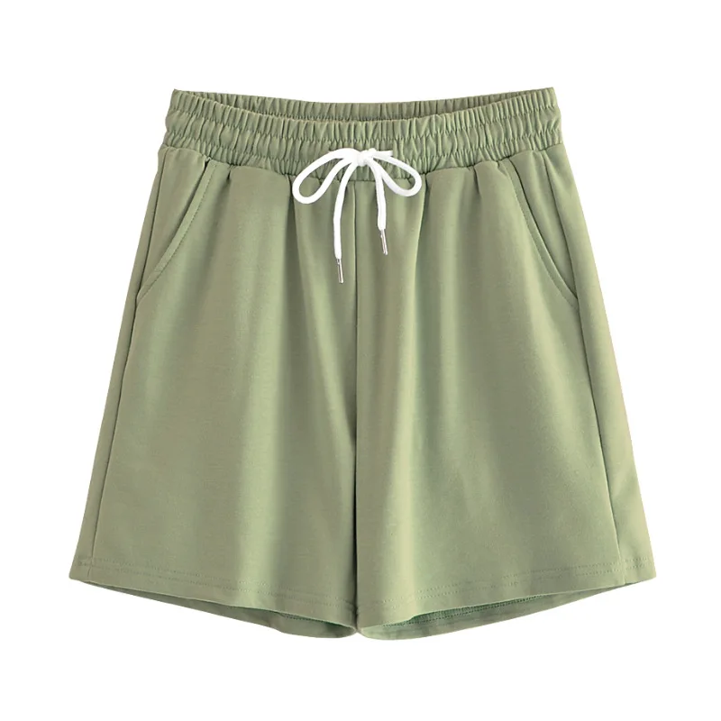 

Wholesale 2021 Summer New Solid Color Ladies Cotton Fashion Casual Sports Drawstring Street Wear Short Sweat Shorts For Women