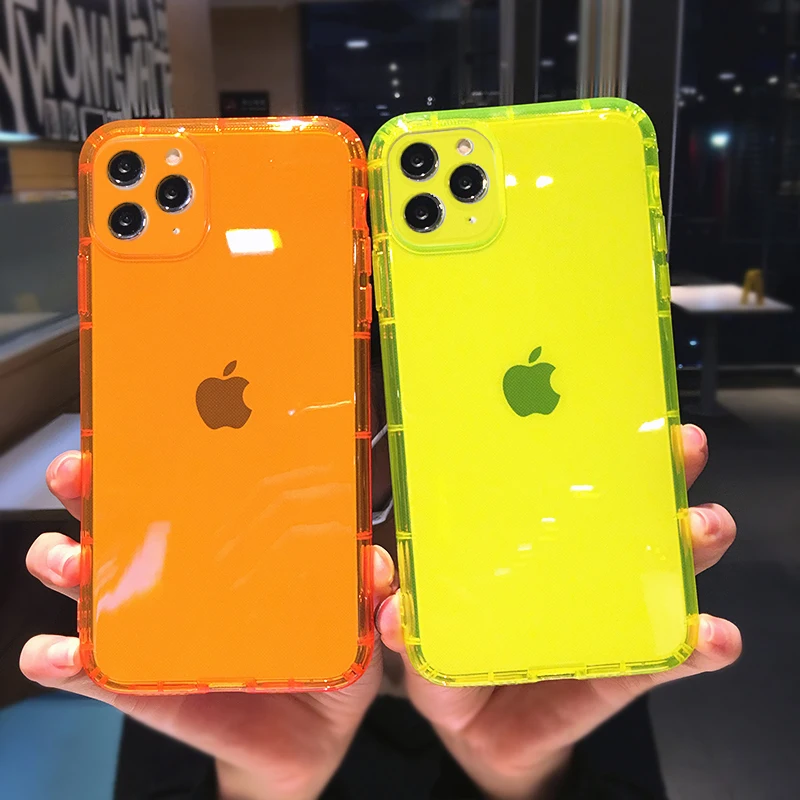

For Iphone Neon Case,XINGE Custom Design Shock Proof TPU Fluorescent Neon Phone Case For Iphone 11 12 13 Pro Max Xr Xs Max, Clear,green,orange,blue,rose red