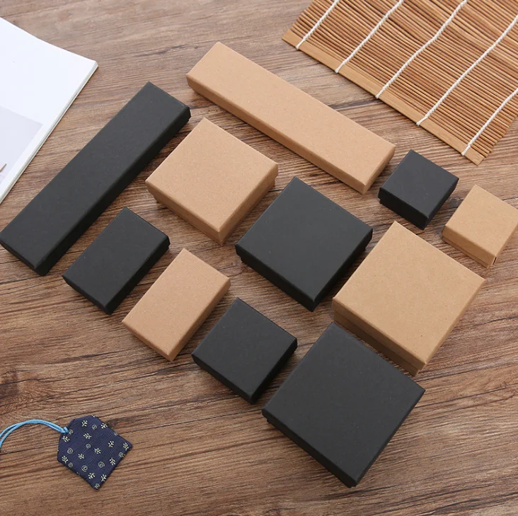 

Custom hot sale black brown paper jewelry packaging gift box, Picture