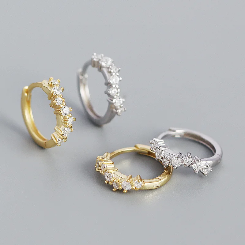 2022 NEW Fashion Earrings Jewelry 925 Sterling Silver Irregular Wave Shape 18k Gold Plated Set Diamond Hoop Earring For Women