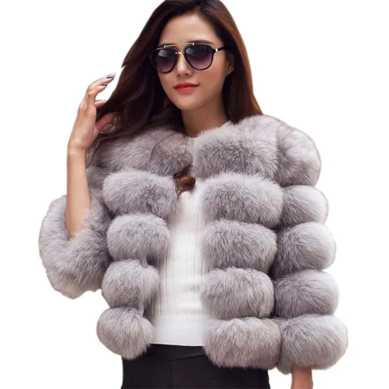 

Plus Size Furry Cropped Faux Fur Coats and Jackets Women Fluffy Coat With Hooded Winter Warm Fur Jacket Coat clothes women, Picture