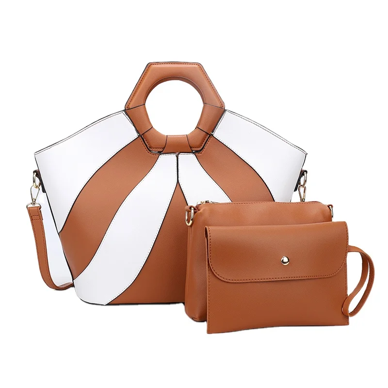 

3 pcs set pu soft leather purses tote bags luxury branded handbags for women, Black/beige/brownness/orange/pink/yellow/red