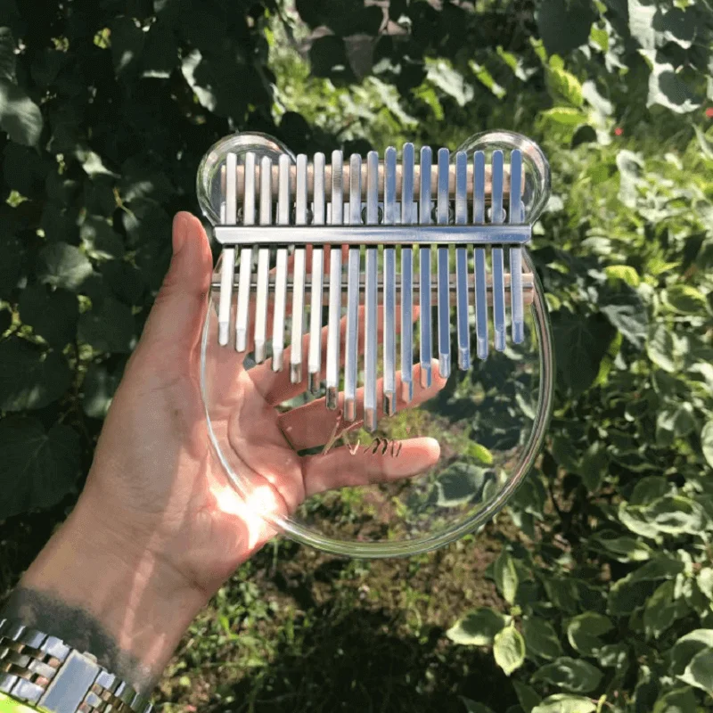 
VONVIK Transparent Acrylic 17-Key Kalimba Thumb Piano With Carry Bag Musical Note Stickers 