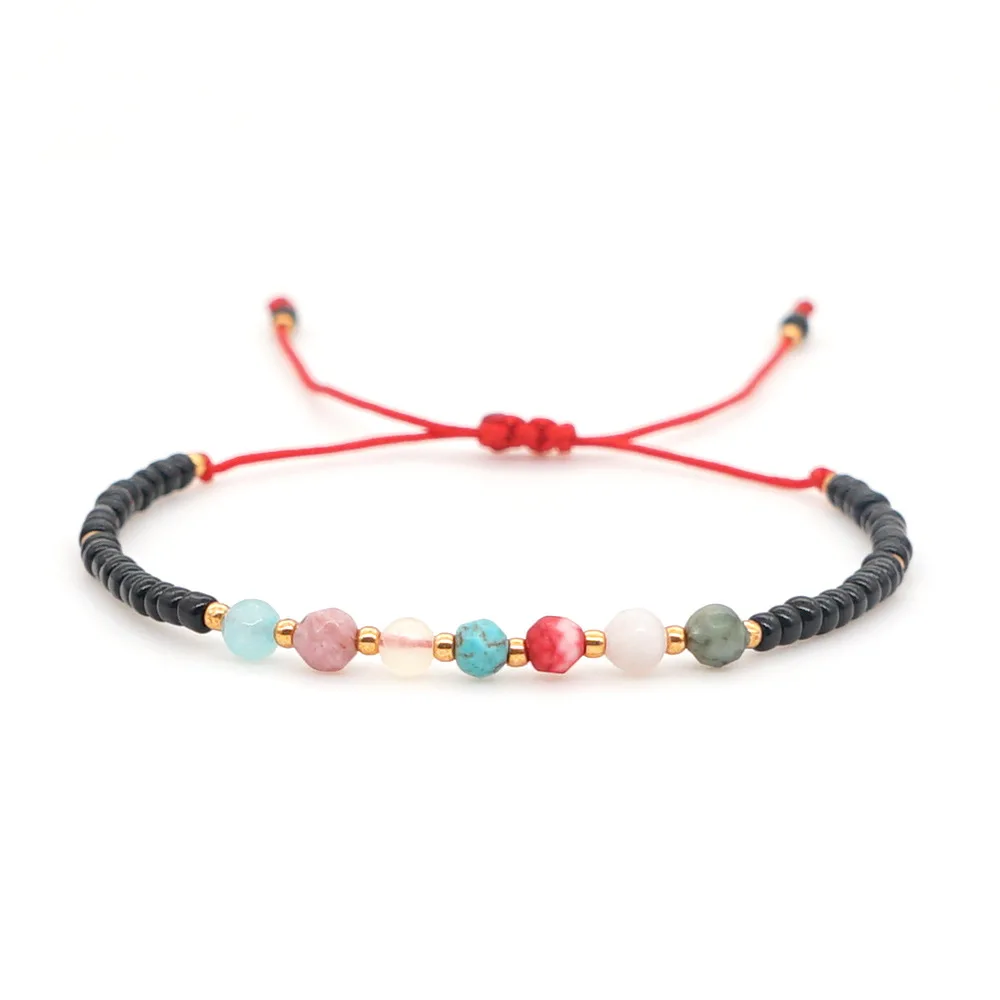 

Hesiod 2020 Black Beads Bohemian Gemstone Small Bead Bracelet for Women