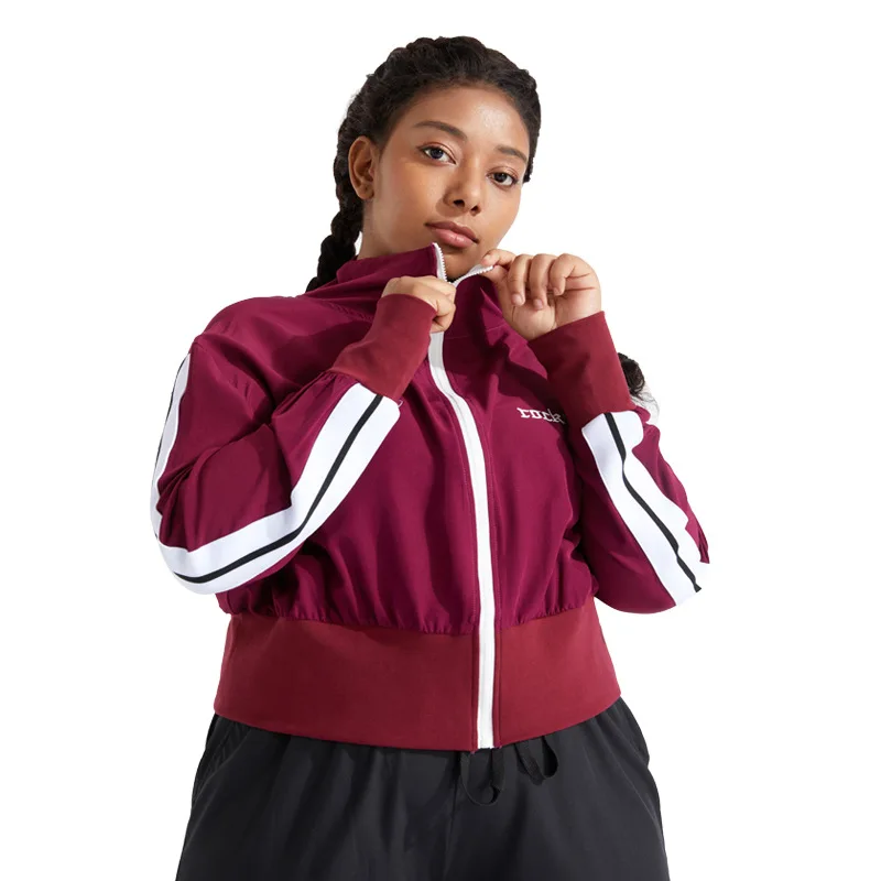 

2021 Amazon new net celebrity plus size fitness clothes running yoga long-sleeved top sports jacket women, Shown