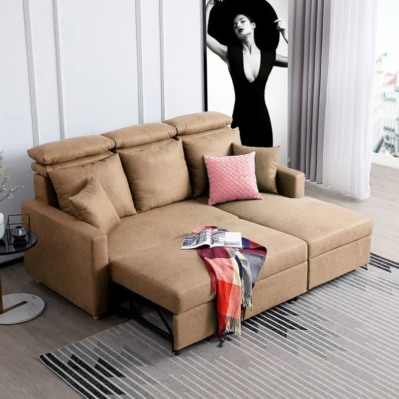 2021 New Design Folded L Shape Leathaire Futon Sofa Bed - Buy Folded ...