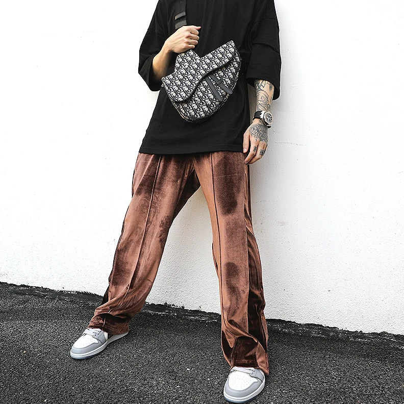 

OEM new style mens velvet stripe track pants street wear men pants drop shipping