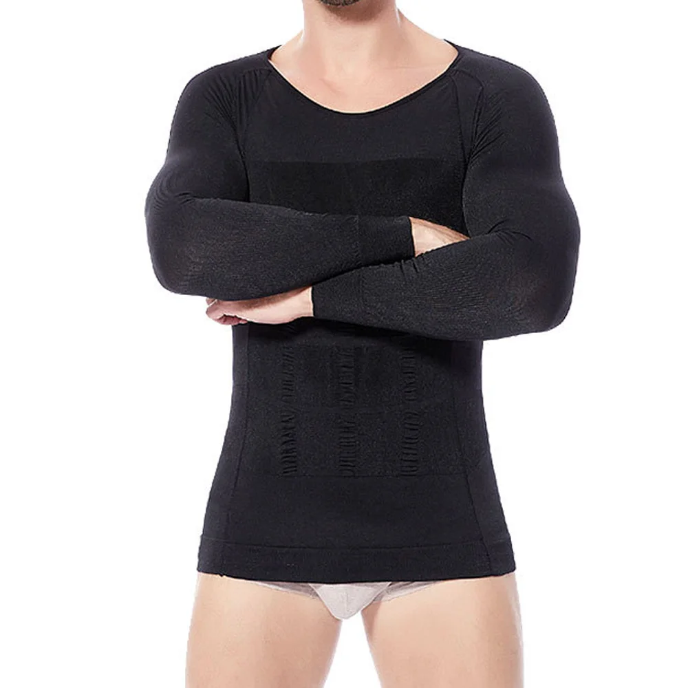 

Mens Body Shaper Long Sleeve slimming t shirt,it's black and white colors