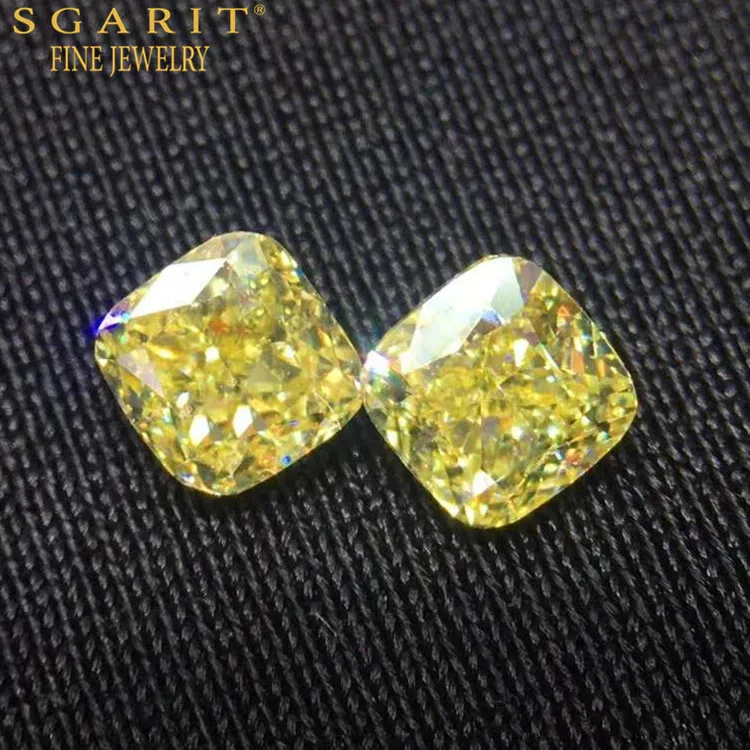 

SGARIT factory sale genuine color diamond for earring jewelry 0.68ct VS fancy yellow natural loose diamond pair