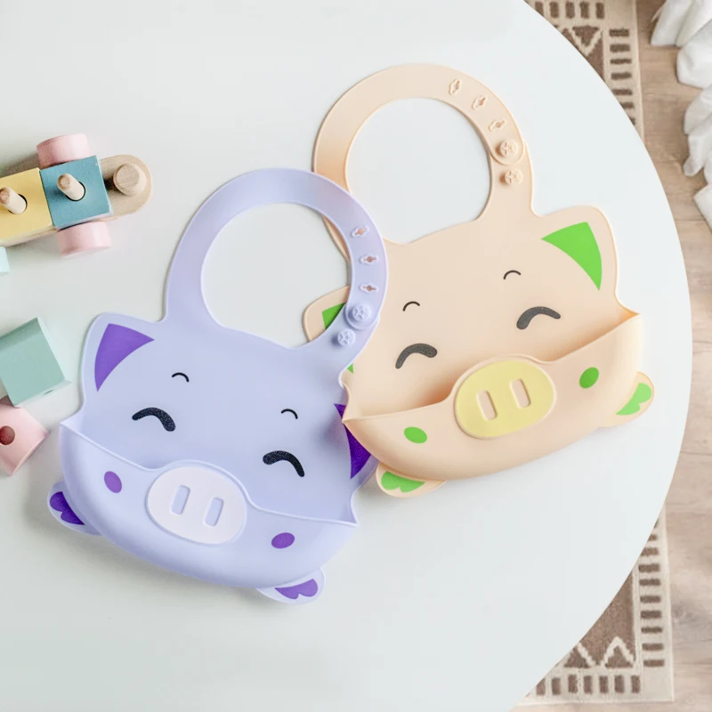 

Factory Wholesale Customised Food Grade Silicone Baby Tableware Waterproof BPA Free Silicone Baby Bib With Food Pocket, Pictures