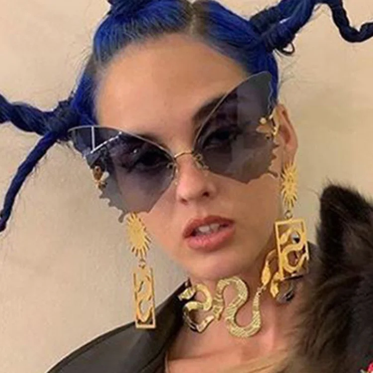 

VIFF XY1866 High Quality Butterfly Shape Fancy Party Style Multi Color Halloween Rimless Fashion Sunglasses 2021