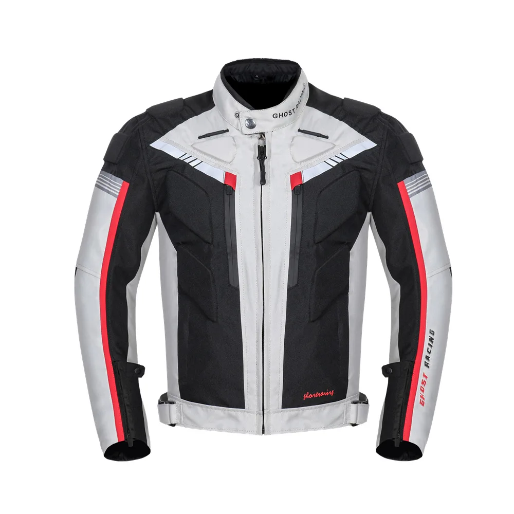 

Cheap motorcycle Textile Riding Jacket Super Speed Racing Jacket with Protectors and Windproof Lining, Black +white
