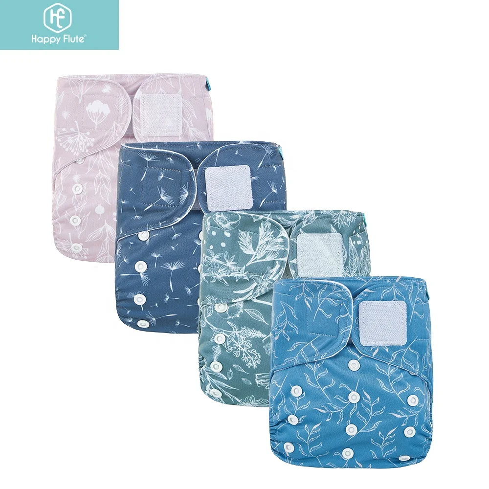 

HappyFlute reusable 4pcs set suede cloth baby reusable diapers without insert washable waterproof baby cloth diapers, More than 300 colors