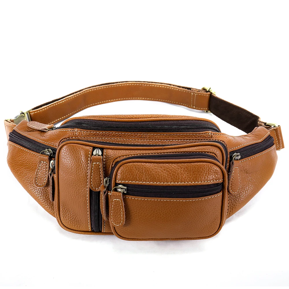 

Men Vintage Waterproof Hip Belt Bag Crossbody Sling Backpack Genuine Leather Large Fanny Pack Waist Bag for Men, Brown, black,coffee,blue,white,red,grey