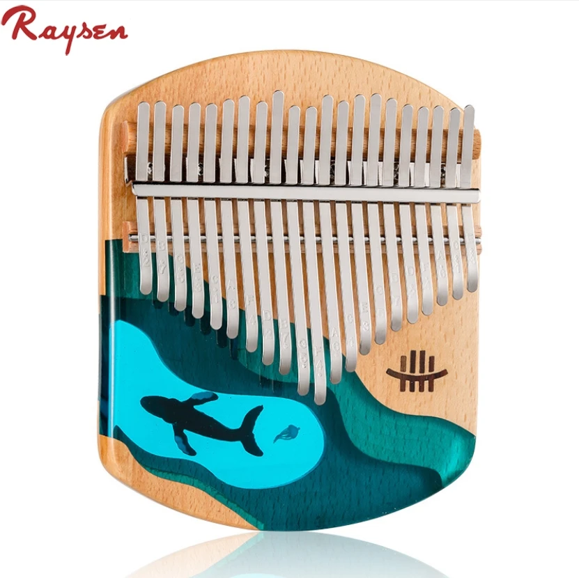 

New plate kalimba wooden 21 key epoxy resin fish thumb piano Hluru, Natural