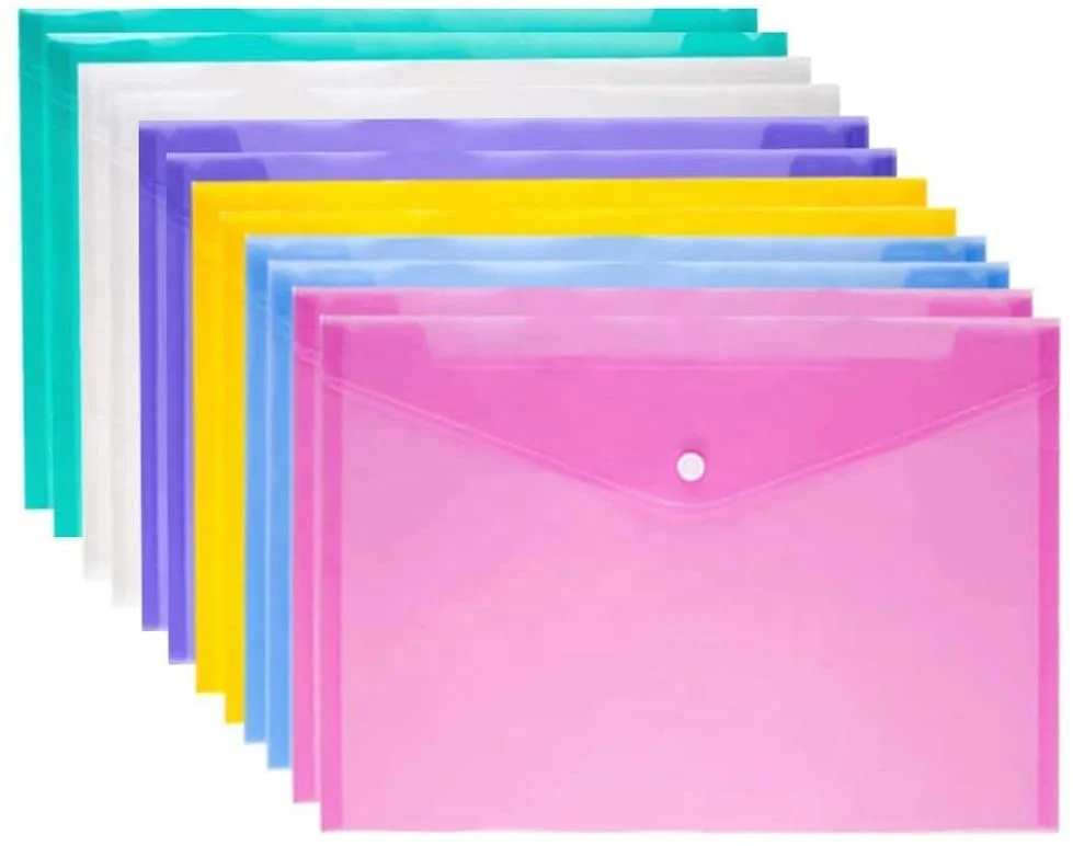 

A4 Letter Size File Folders Plastic Envelopes Poly Envelope Folder with Snap Button Closure