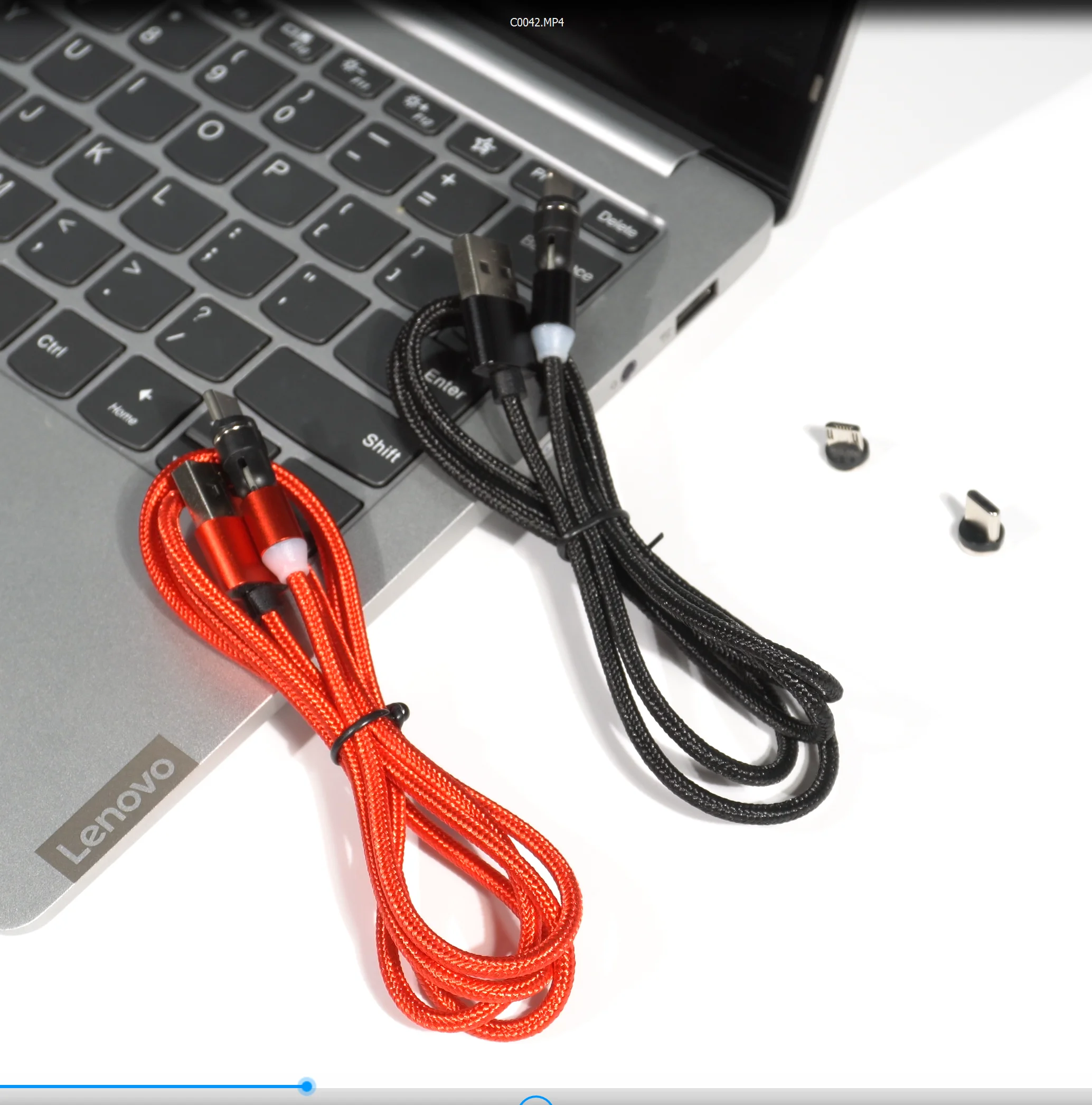 

High Quality 540 Rotate Magnetic Charging Cable Led Fast Charging Micro Usb C Type-c Lighting Phone Accessories Usb Cable, Black red