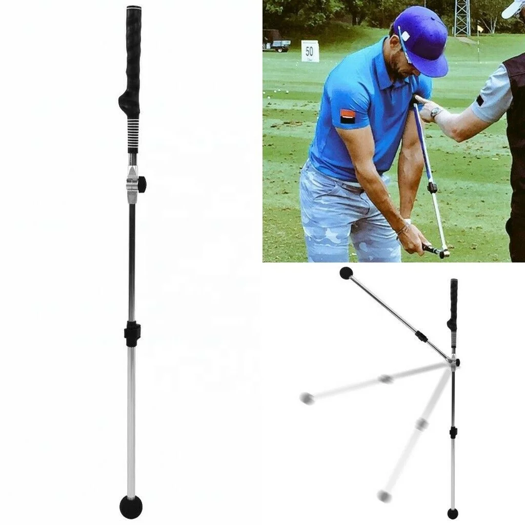 

Foldable Golf Swing Training Aids Stick Strength Practice Warm-up Swing Trainer Tool, Siliver,black,blue