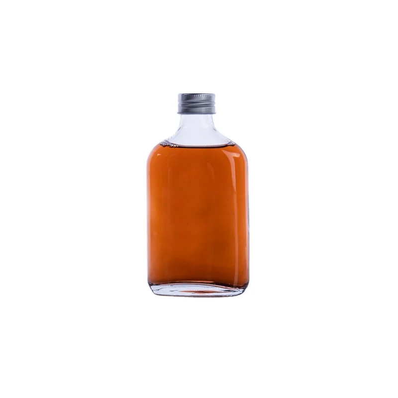 

50ml 100ml 200ml 250ml 350ml clear empty cold brew coffee bottle flat flask glass bottle with aluminum cover