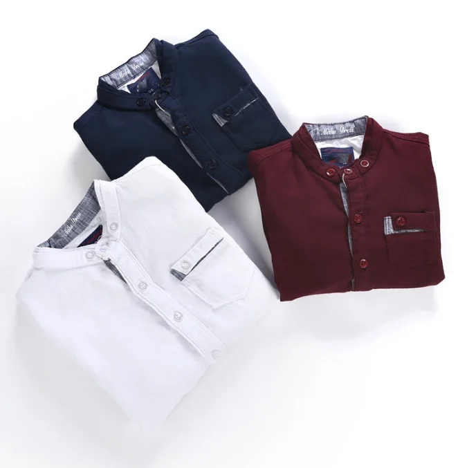 

High Quality Baby Soft Eco-friendly Different Colors 100% Cotton Long Sleeves Shirts for Boys, Customized color