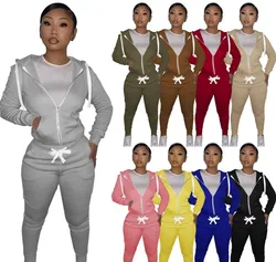 High Quality Fall 2021 Women Clothes Hoodie Drawstring Trousers Jogging Jogger Sweatsuit Sweatpants And Hoodie Set
