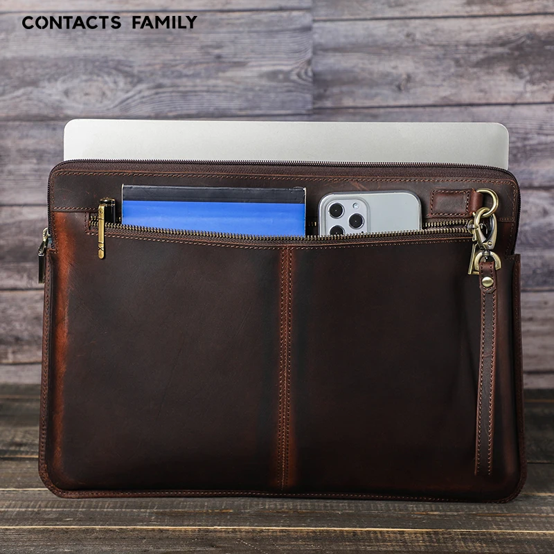 

CONTACTS FAMILY Genuine Leather Notebook Laptop Carry Sleeve Laptop Sleeve Bag for Laptop 15 16 inch MacBook Pro Air