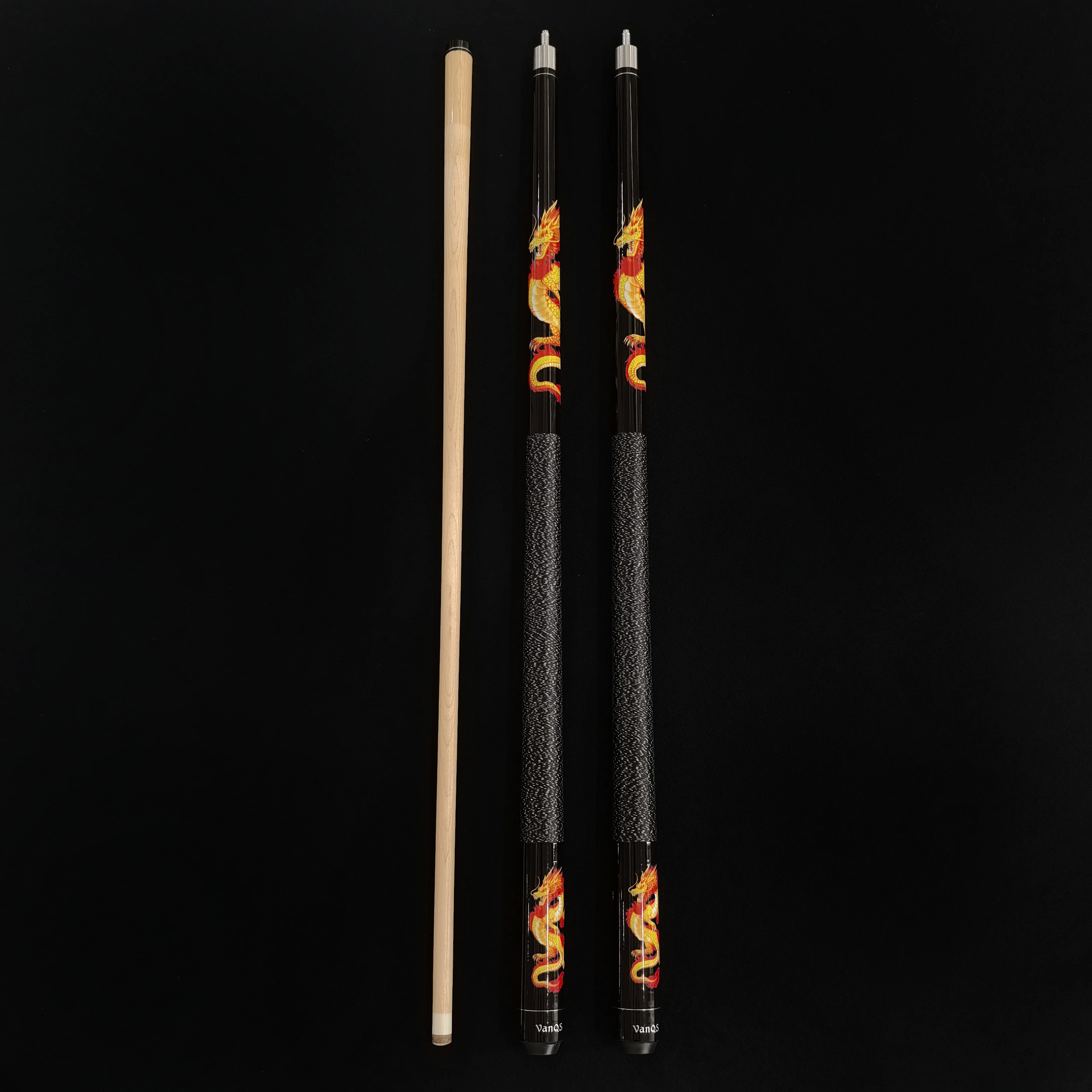 Special Style 1/2 Center Jointed Maple Wood Billiard Pool Cue Stick With Dragon Pattern