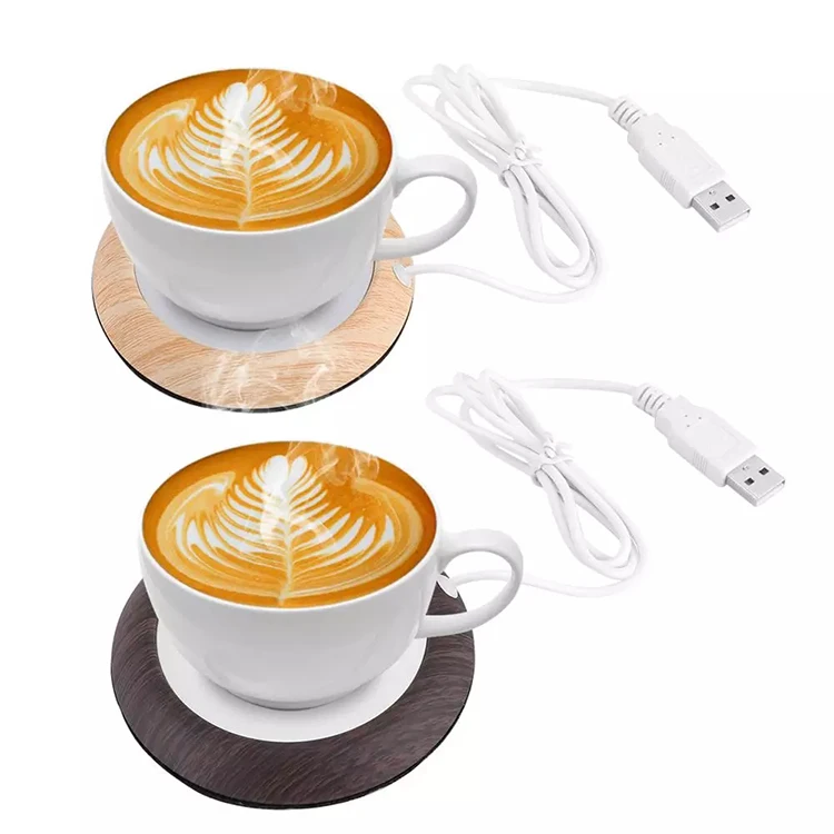 

USB Warmer Pad Wood Grain Cup Warmer Heat Beverage Mug Mat Keep Drink Warm Heater Mugs Coaster