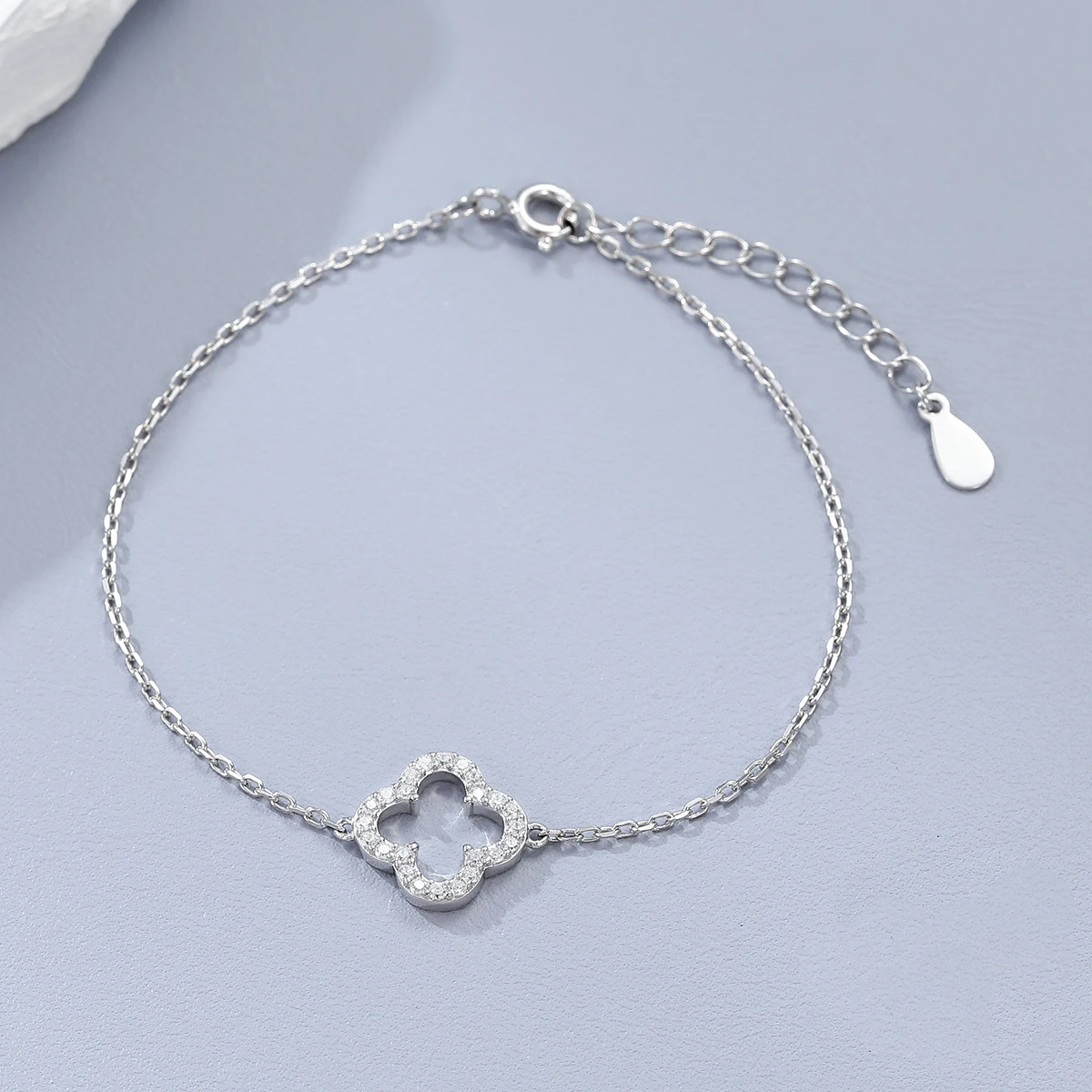 

zirconia lucky four 4 leaf clover bracelet sublimation clover 925 fashion sterling silver fine jewelry girls bracelets