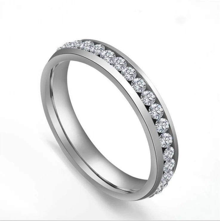 

Silver Color White Diamond Half Eternity Band Ring