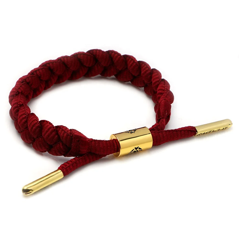 

Soft Custom Logo Men handmade Rope Bracelet Adjustable Braided Rastaclat Shoelace Bracelet, Red, black, white, pink