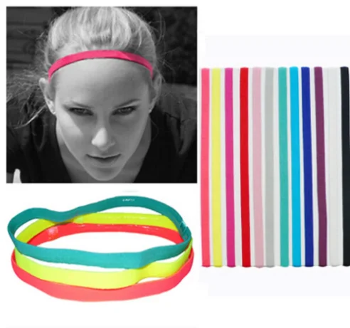 

Women Men Yoga Hair Bands Sports Headband Anti-slip Elastic Rubber Sweatband for Football Yoga Running Biking, Green/red/black/blue/pink