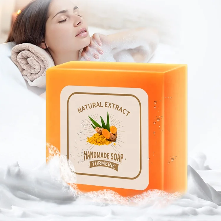 

Wholesale Private Label Natural Organic Turmeric Deep Cleaning Anti Acne Handmade Tumeric Bar Toilet Soap For Skin Whitening, Orange/ customized