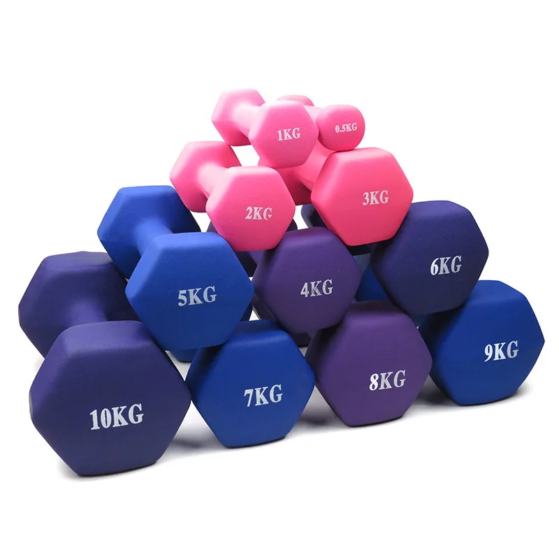 

Fitness Gym Equipment Weight Lifting Women Rubber Neoprene Dumbbell Set Hex Dumbell, Red/pink/blue/purple