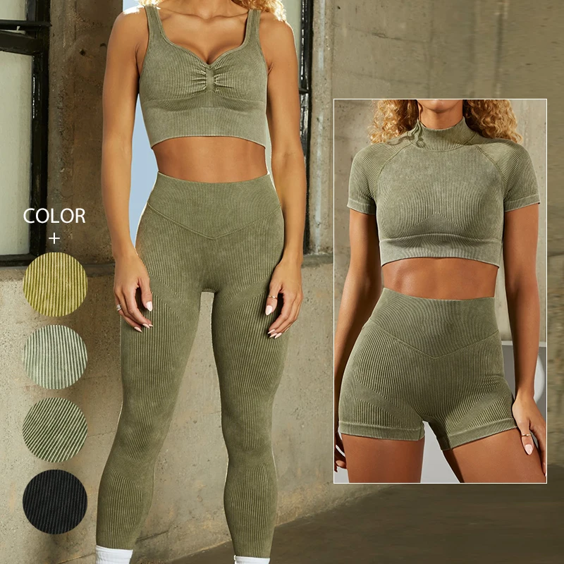 

New arrival yoga set ropa deportiva de mujer yoga 6 piece short set women yoga set