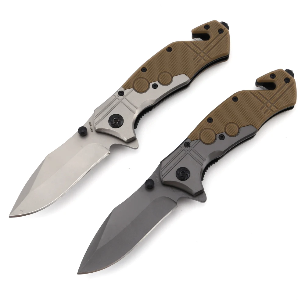 

G10 handle hunting self defense defender custom black folding knife tactical