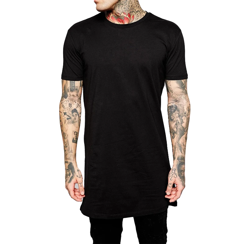 

New Clothing Mens Black Long T shirt Tops Hip Hop Man Short Sleeve Casual Men Tee shirts For Male, In stock color