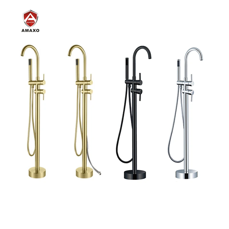 

Brass Hid Free Standing Bath Shower Mixer upc floor stand Tub Filler Shower Mixer Freestanding Bathtub Faucet