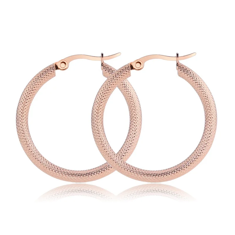 

4 colors 3 sizes huge stainless steel tube knurling hoop earring, Customized