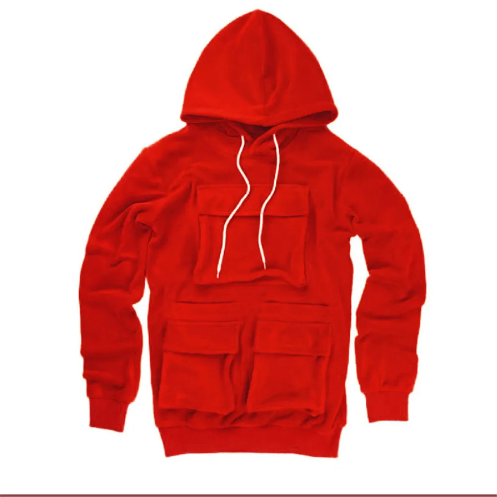 

Custom Logo Men Thick Track Pockets Hooded Man Casual Jogger Cargo Sweatshirt Men