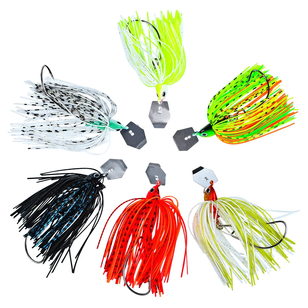 

3D Eyes 6 Colors 0.52oz 0.7oz 0.88oz Magic Small-Water Spinner-Bait Bass Fishing Lure Swim Jigs With Jig Skirts Buzzbait Blades, 6 color for choice