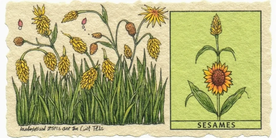 Close-up of a blooming sesame plant in a field