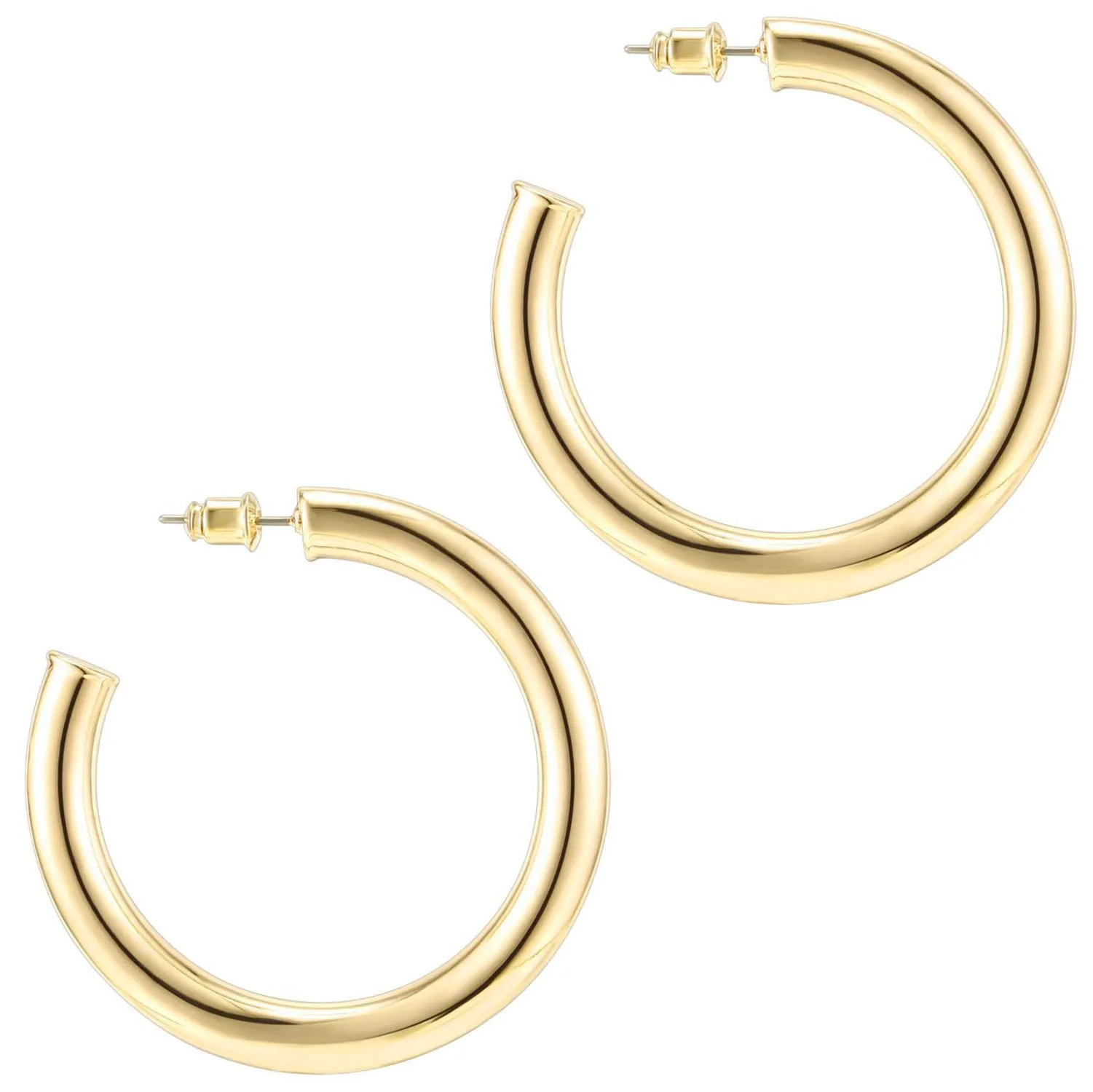 

14K Gold Colored Lightweight Chunky Open Hoops Stainless Steel Hoop Earrings for Women Free Shipping Wholesale