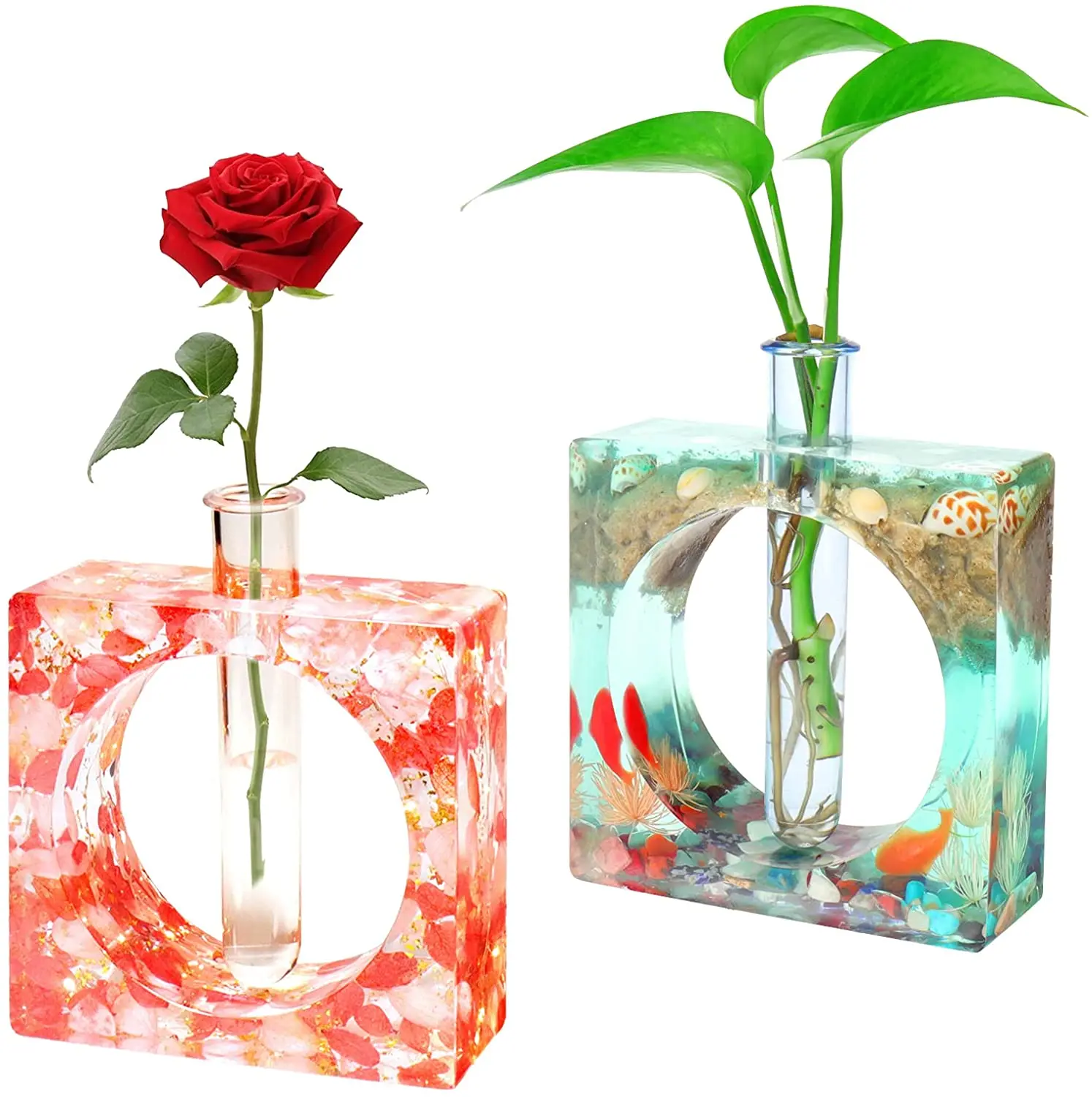 

Resin Mold Plant Propagation Station Epoxy Vase Silicone Mold Resin Casting Mold with 6 Test Tubes DIY Home Flower Vase Decor, White