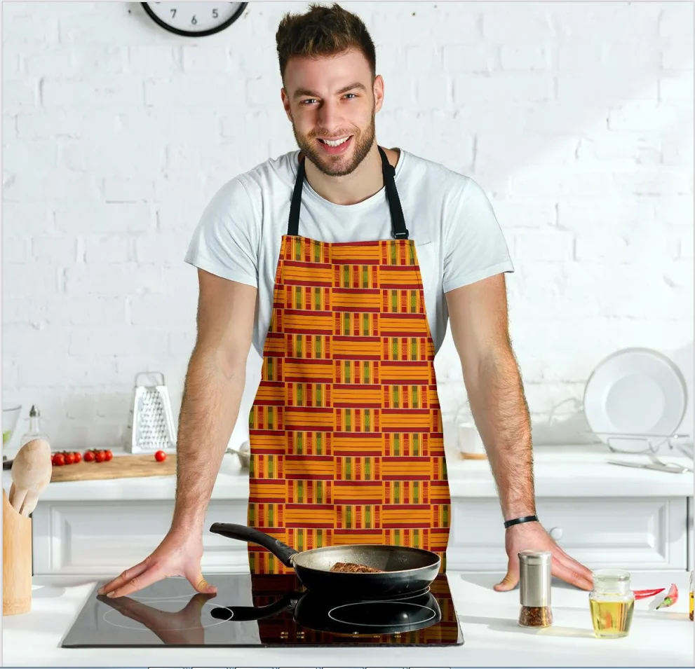 

African Print Apron Daily Home Use 100% Cotton Wax Fabric Fashion Design Kitchen Accessories, As pictures