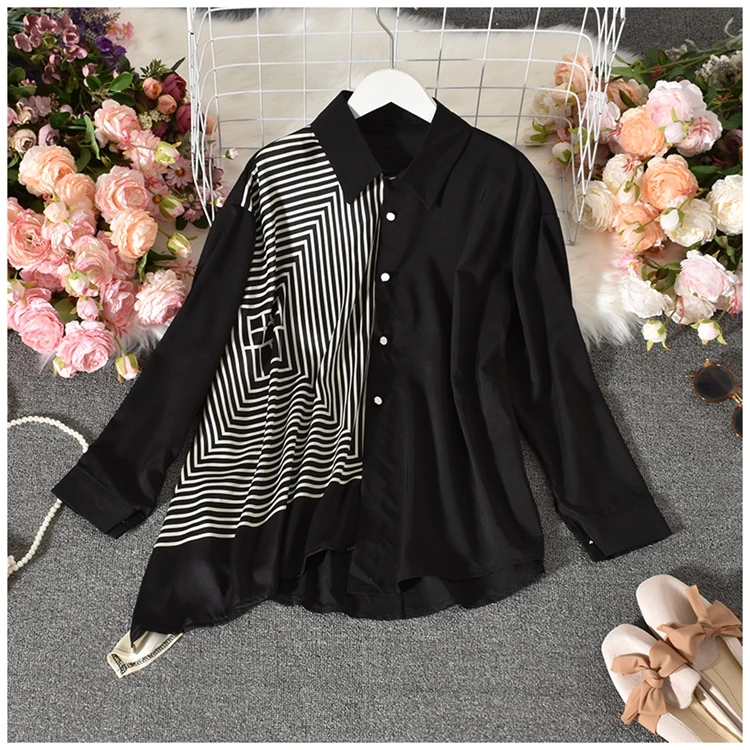 

Fashion women's tops irregular loose mid-length spring all-match tops, Picture color