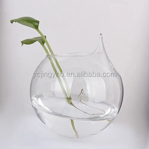 

Hand Blown Ball Shape Clear Hanging Glass Bauble Plant Flower Vase for Home Decoration